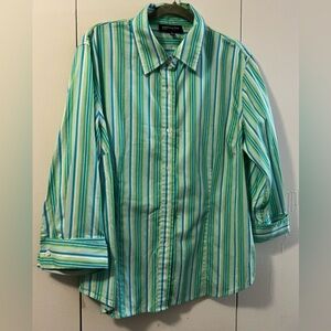 JONES OF NEW YORK MUTIL COLOR STRIPPED BLOUSE (2X)